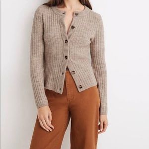Madewell Shrunken Tan Fitted Caridgan